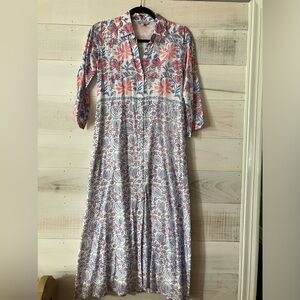 Sulu cotton block print button down dress - size P (0-2)